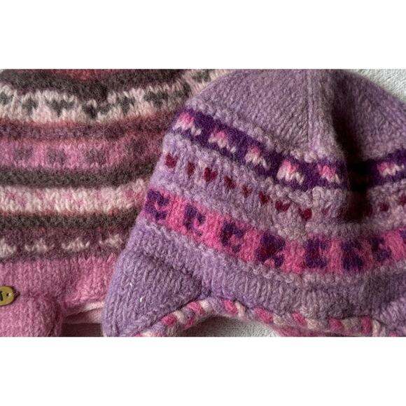 MOSHIKI Lot of 2 Caps 100% Wood Nepal Pink Purple Print Hats - Picture 2 of 7